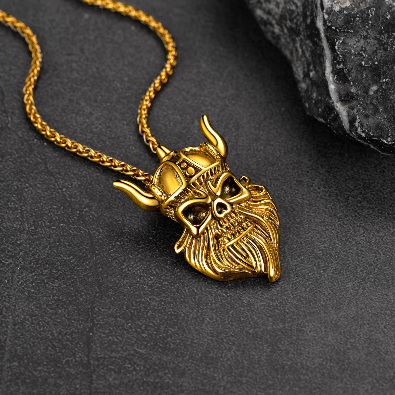 FaithHeart Vintage Viking Odin Pendant Necklace for Men Women