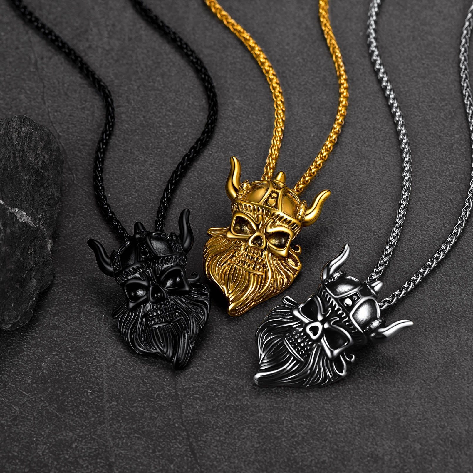 FaithHeart Vintage Viking Odin Pendant Necklace for Men Women