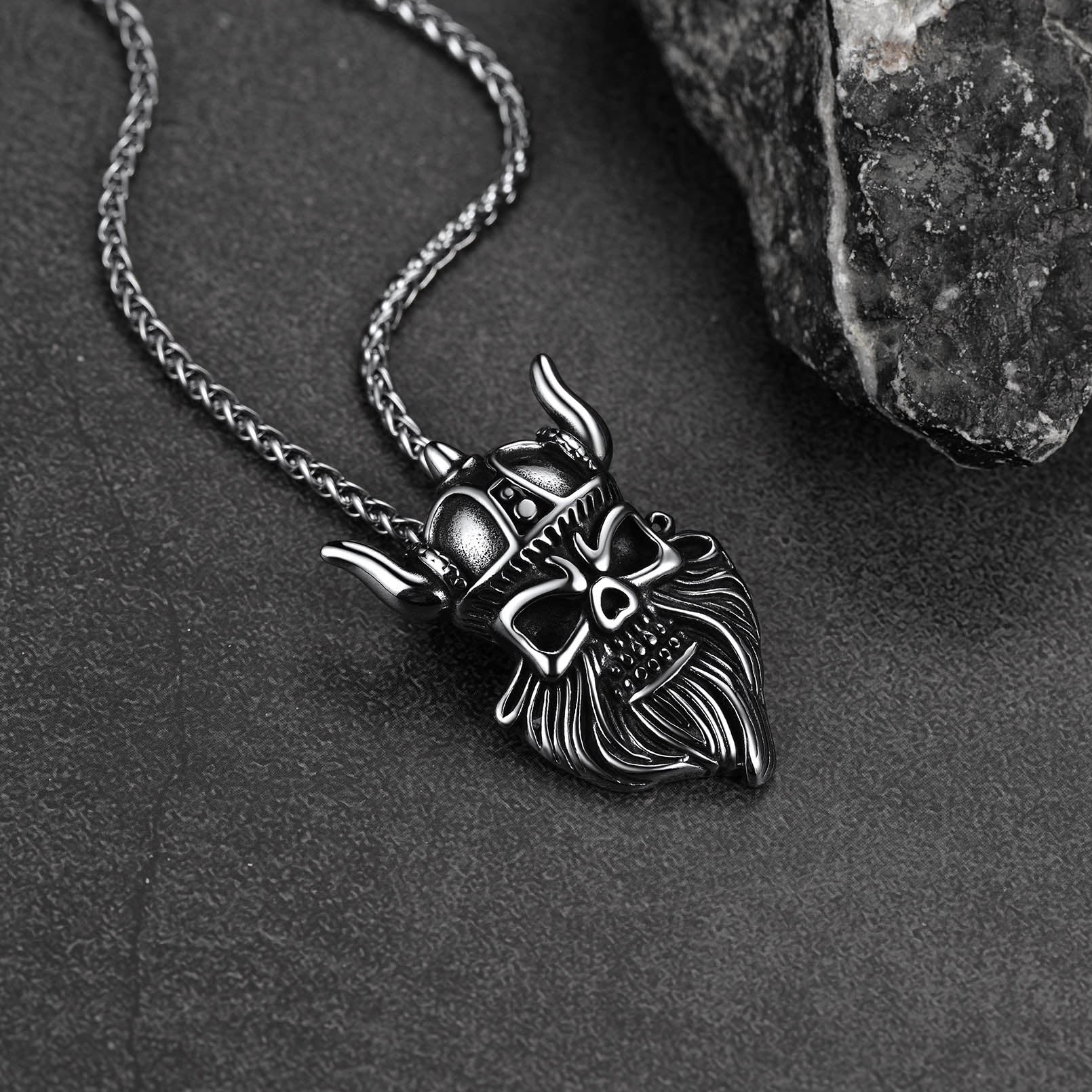 FaithHeart Vintage Viking Odin Pendant Necklace for Men Women
