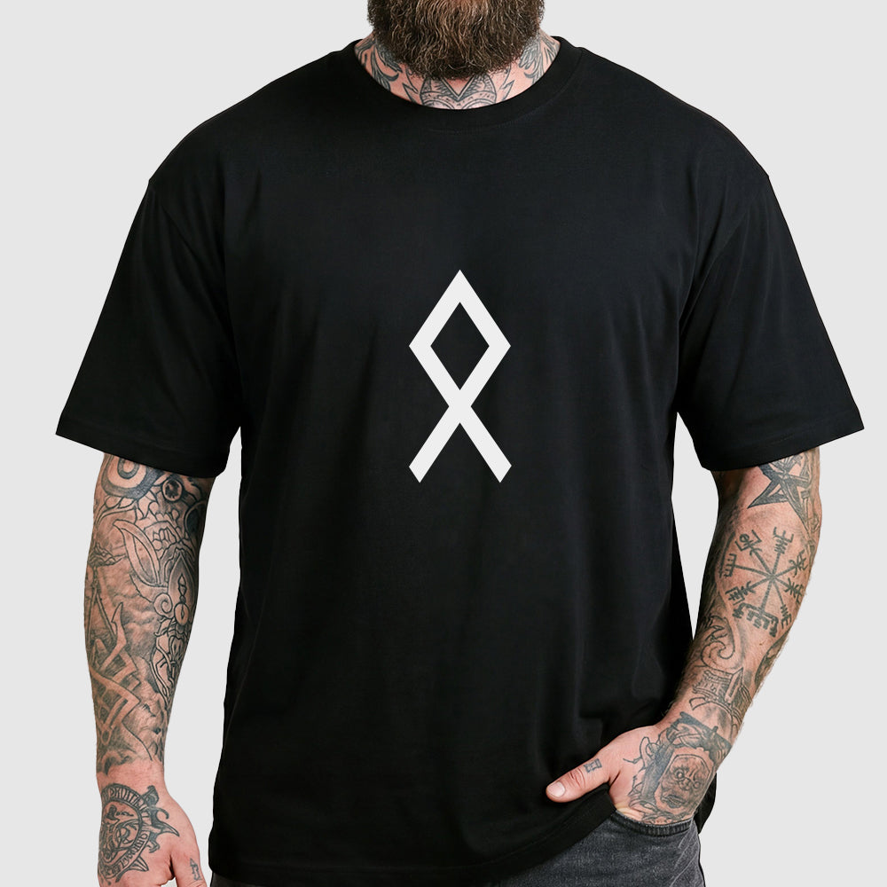 ᛟ / XS-3XL Viking Norse Runic Symbol Black T-Shirt for Men