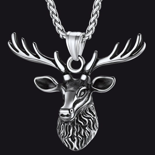 Faithheart Vintage Viking Deer Necklace Christmas Jewerlyimg