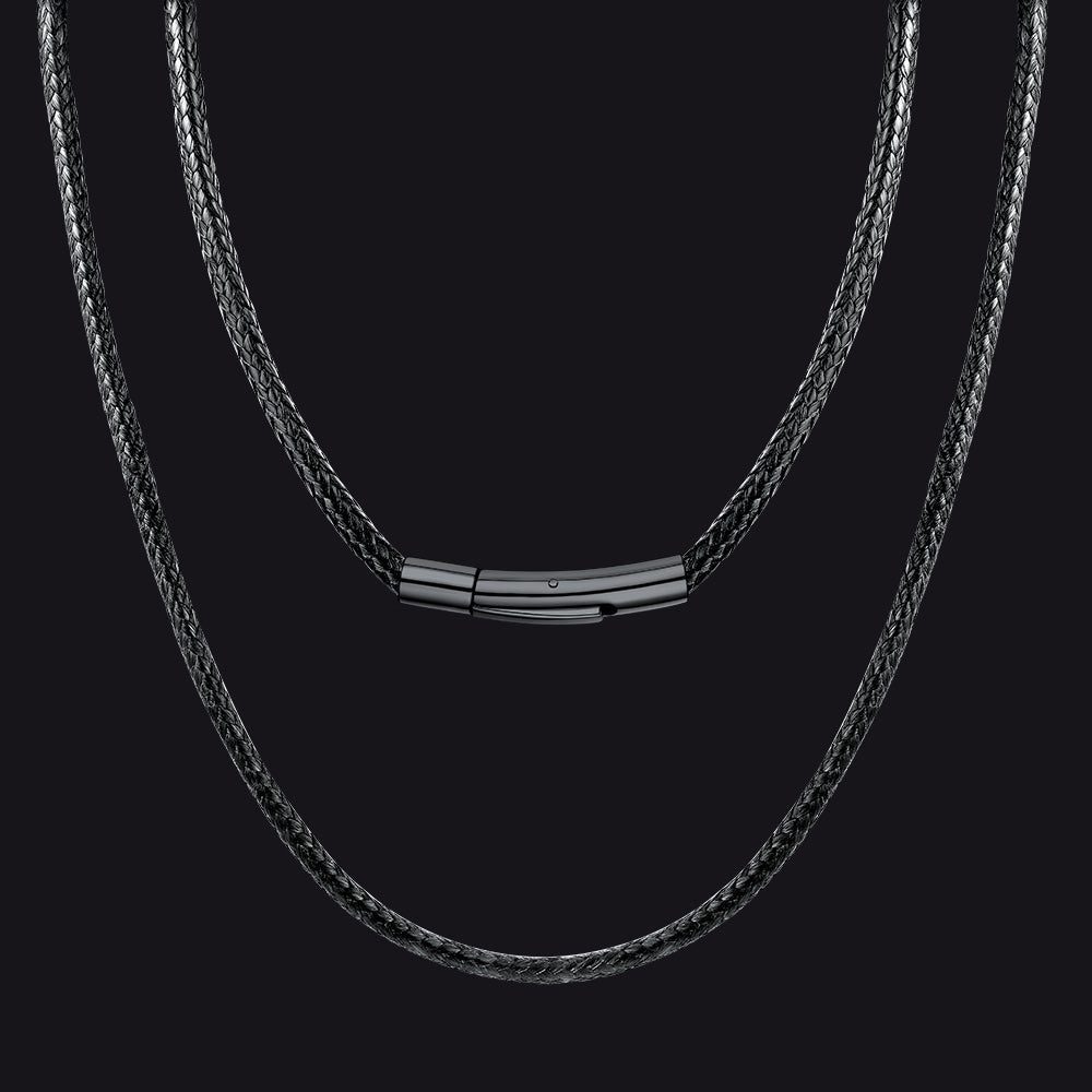 Waterproof Black Leather Cord Necklaces for Men 2/3mm