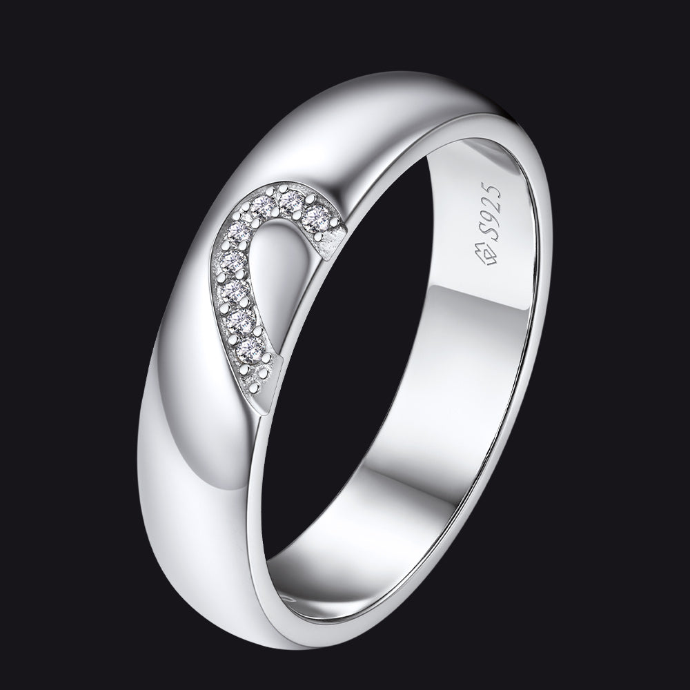 Moissanite His Her Heart Wedding Band Rings For Couples