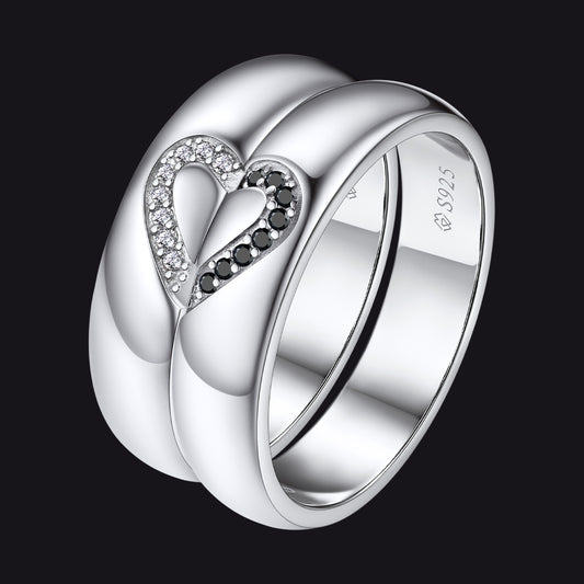 Moissanite His Her Heart Wedding Band Rings For Couplesimg