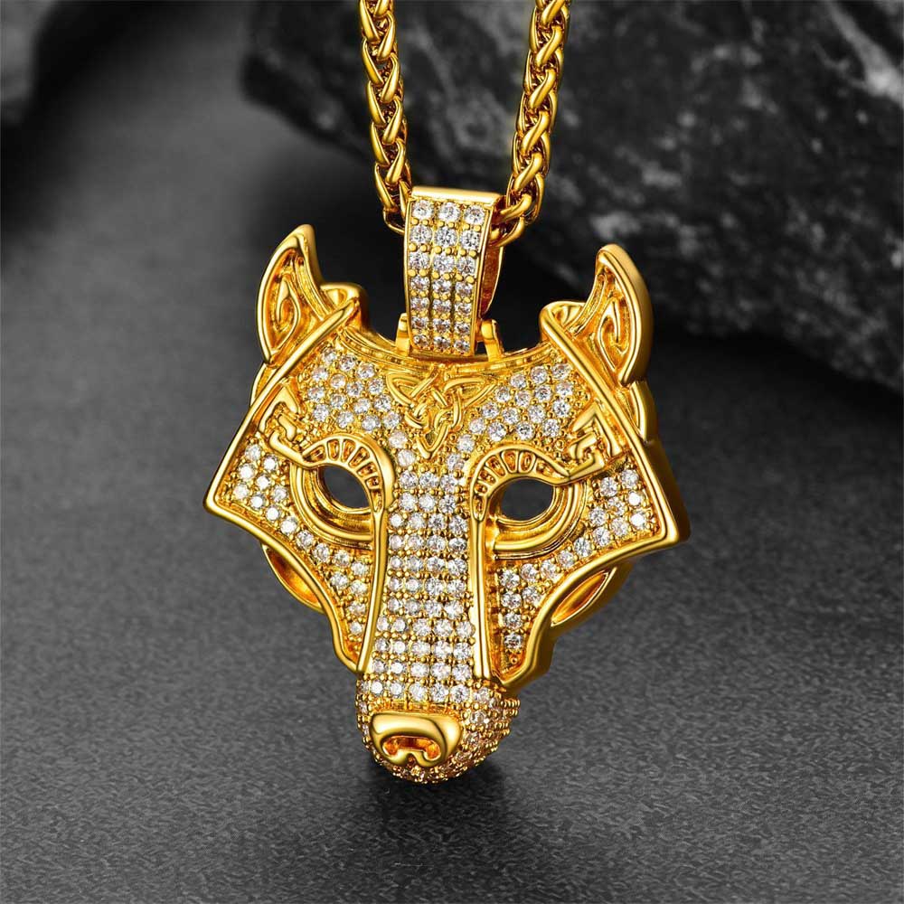 FaithHeart Viking Wolf Necklace With Cubic Zirconia FaithHeart