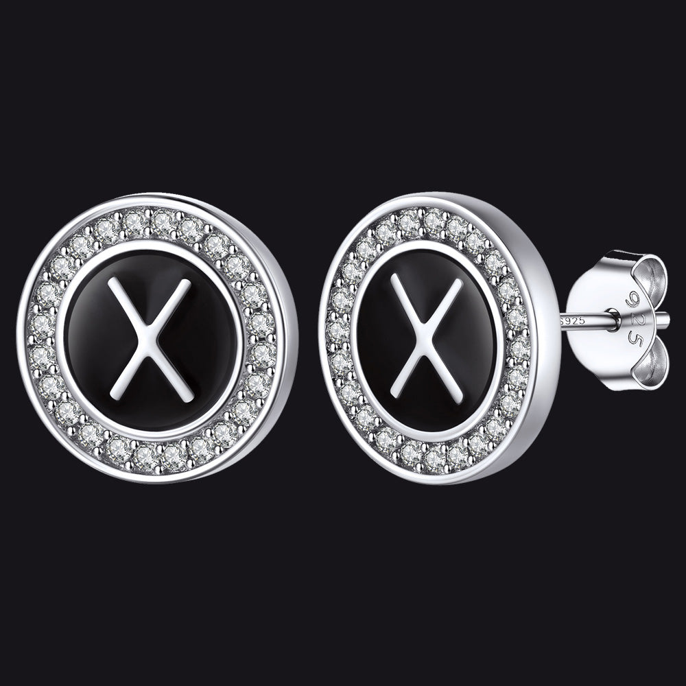 A-Z Initial Letter CZ Sterling Silver Stud Earrings FaithHeart