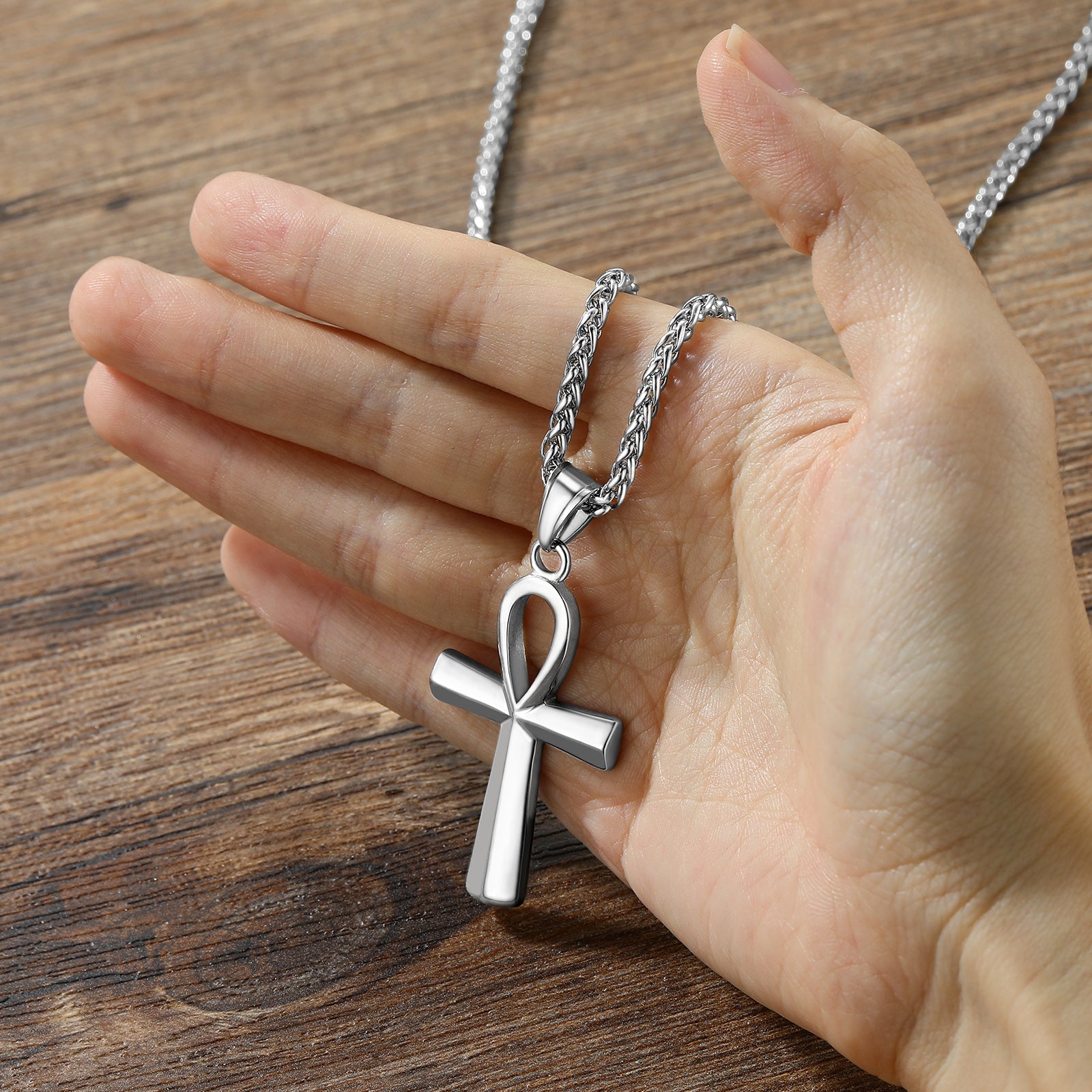 Stainless Steel Ankh Cross Necklace - Egyptian Jewelry