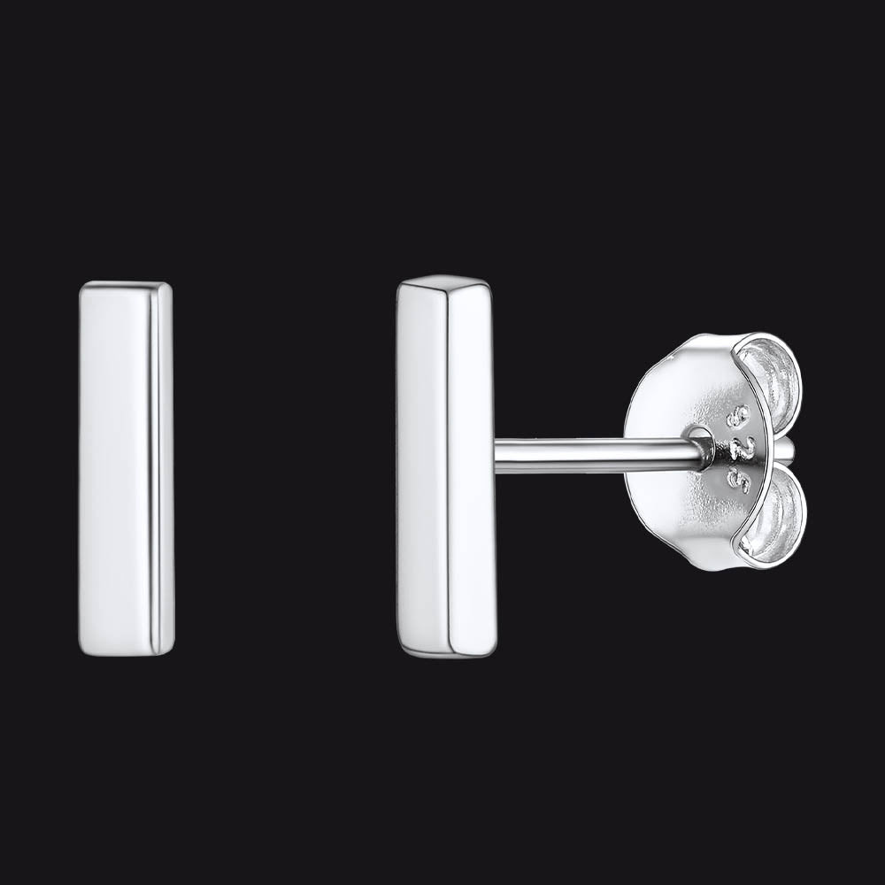 FaithHeart 925 Sterling Silver Simple Bar Stud Earrings for Women FaithHeart