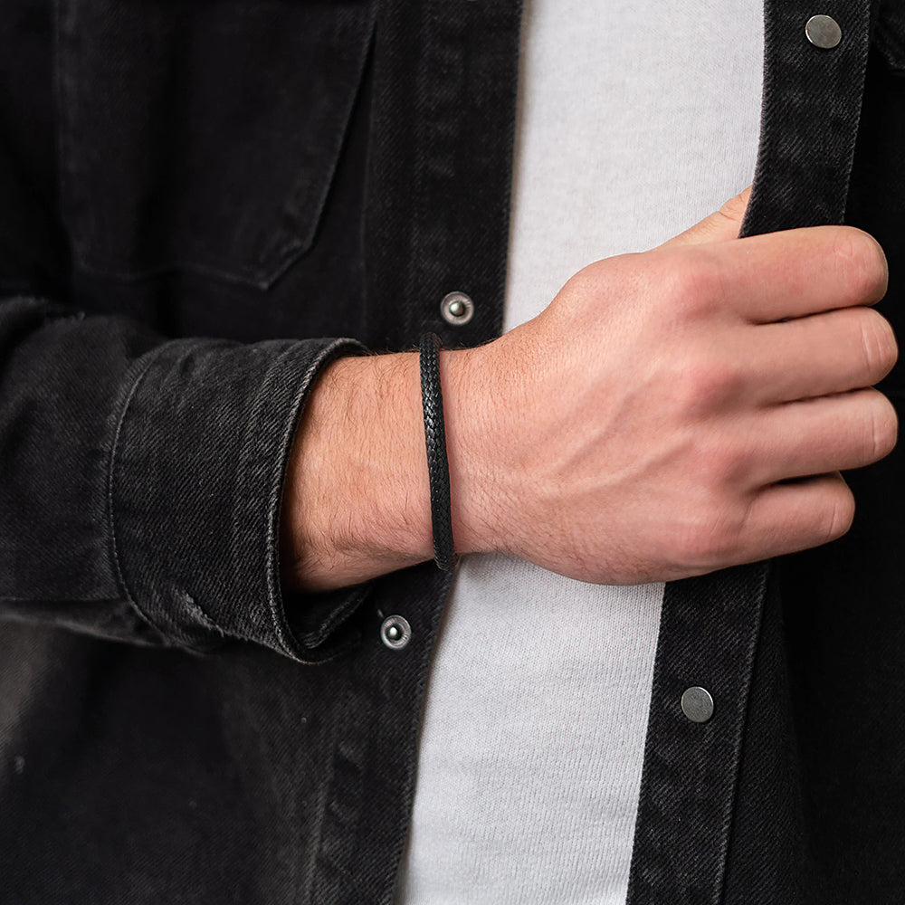Clasp Braided Genuine Leather Bracelet for Men