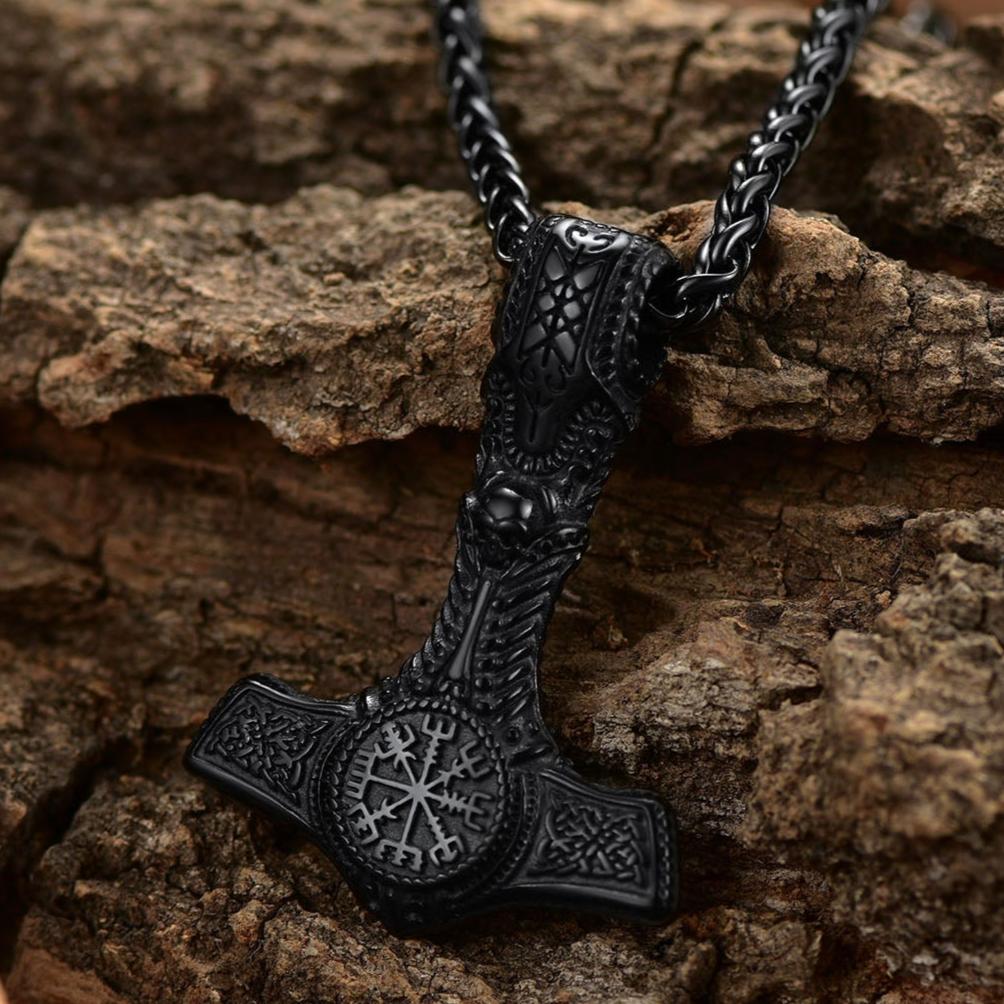 black thors hammer necklace