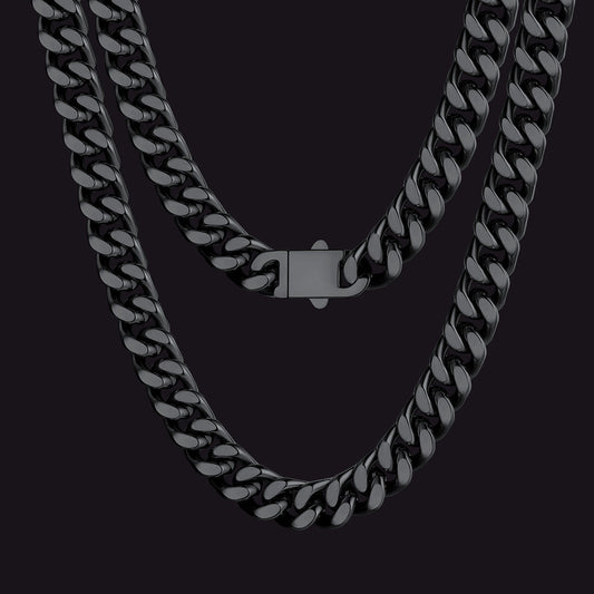 Black Miami Cuban Link Chain Necklace for Menimg