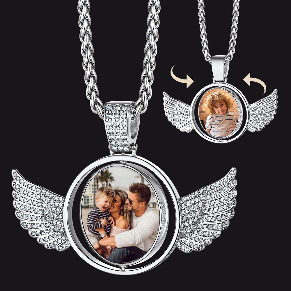 Custom Angel Wing Photo Necklace - Personalized Gift