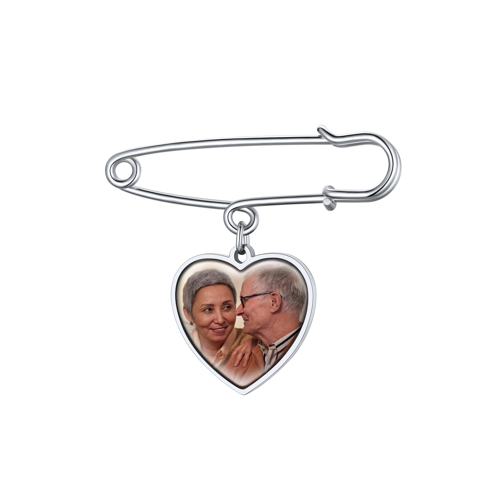 Heart photo memorial pin for loved ones, personalized gift