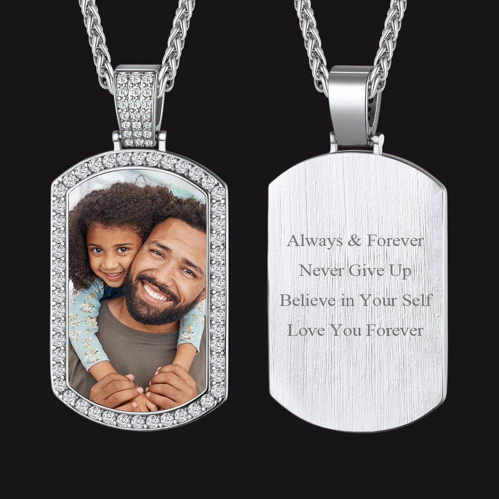 Custom photo dog tag necklace, dad and daughter, Always & Forever