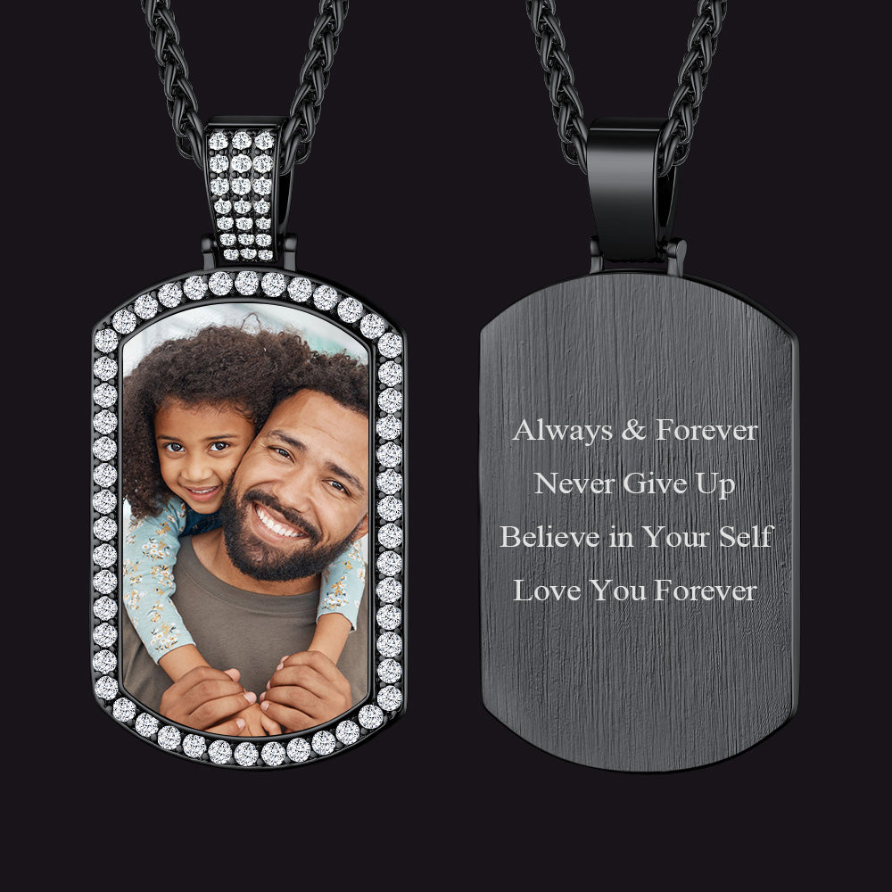 Custom photo dog tag necklace with loving message