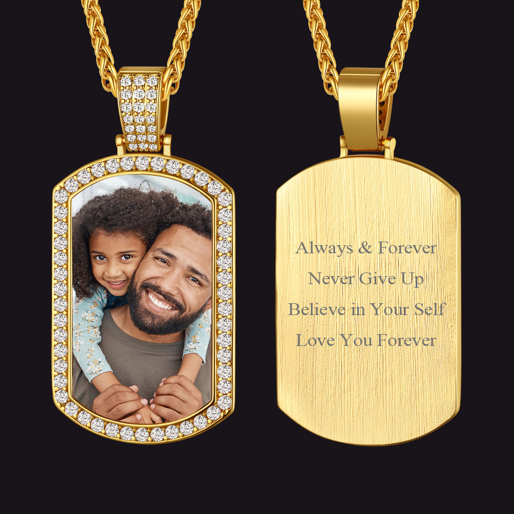 Custom Photo Dog Tag Necklace, Always & Forever