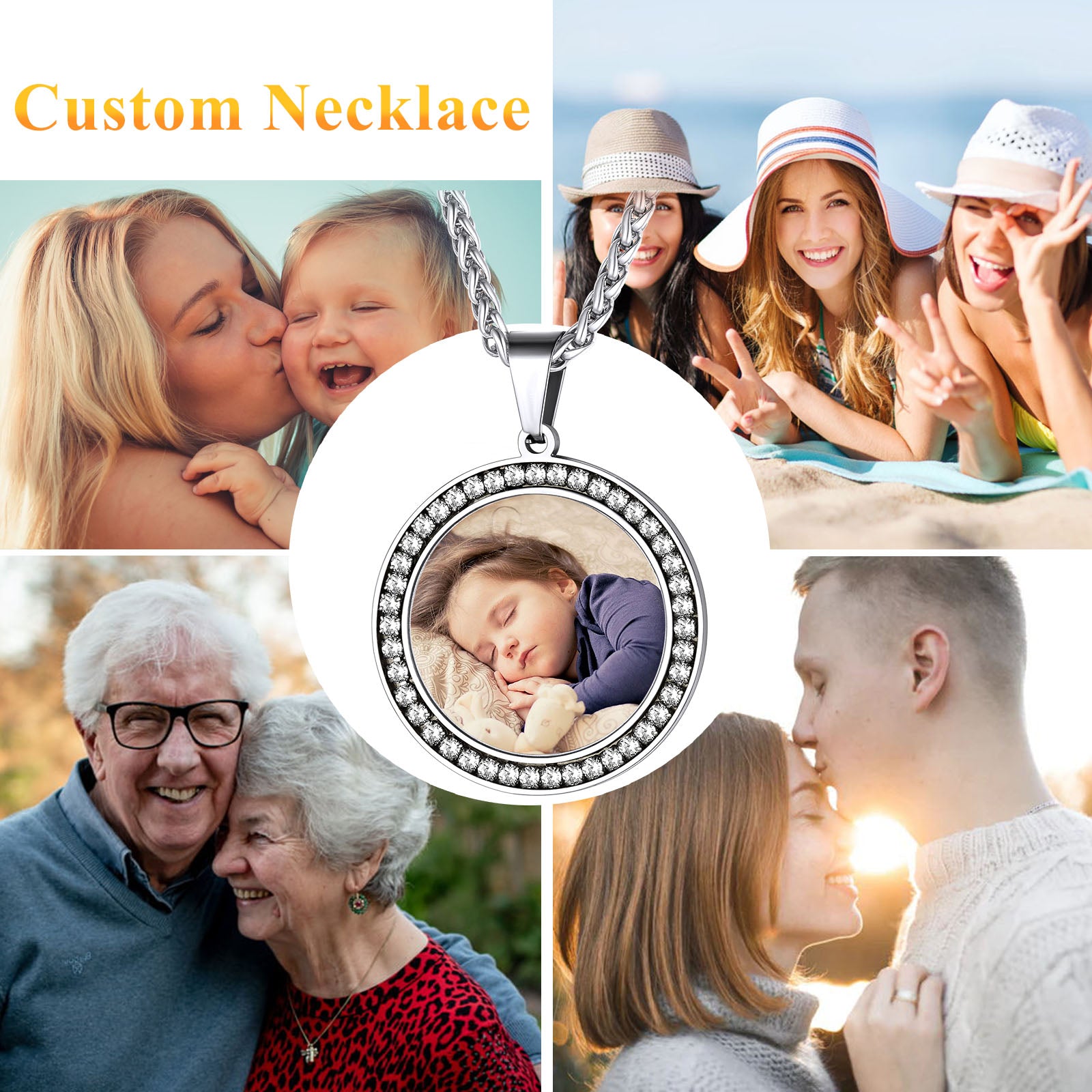 Custom Photo Necklace with family photos - perfect gift for loved ones
