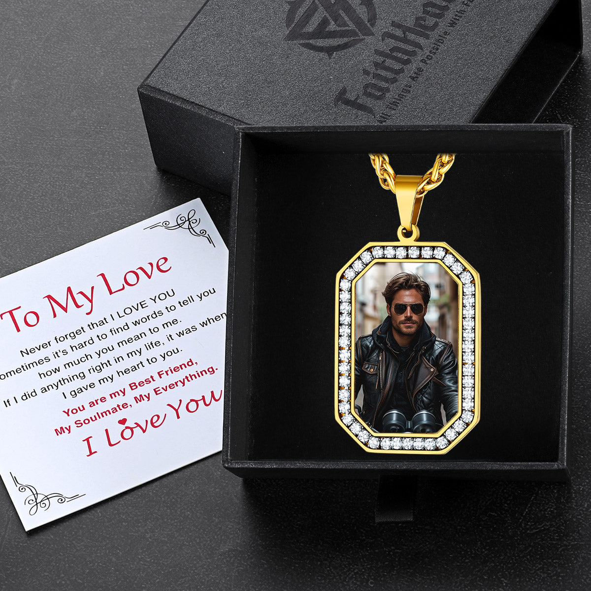 FaithHeart Custom Engaved Picture Dog Tags Necklace for Men/Women FaithHeart