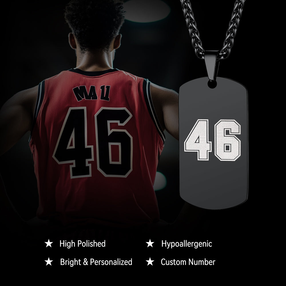 Custom Engraved Text Military Number Dog Tag Necklace For Men