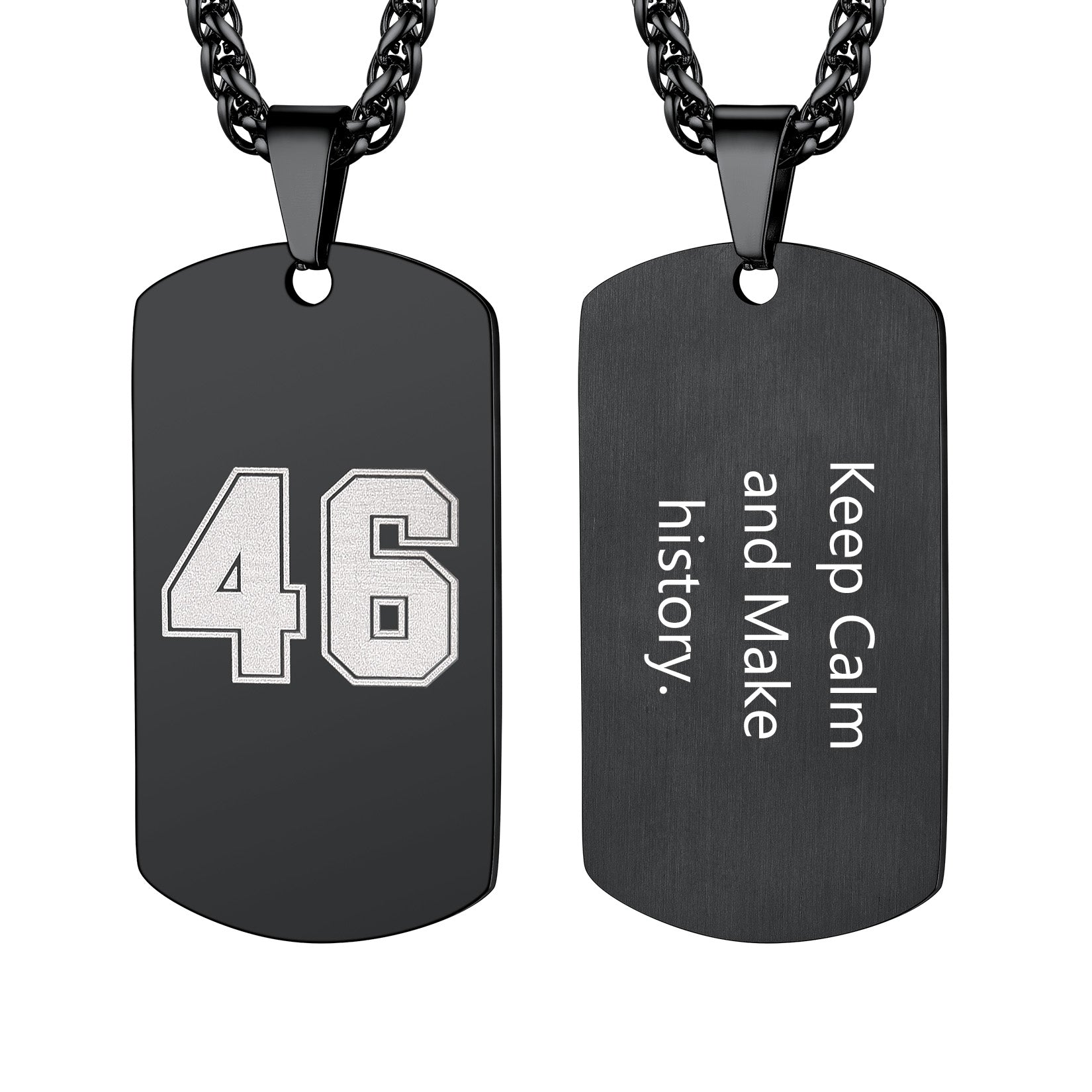 Custom Engraved Text Military Number Dog Tag Necklace For Men