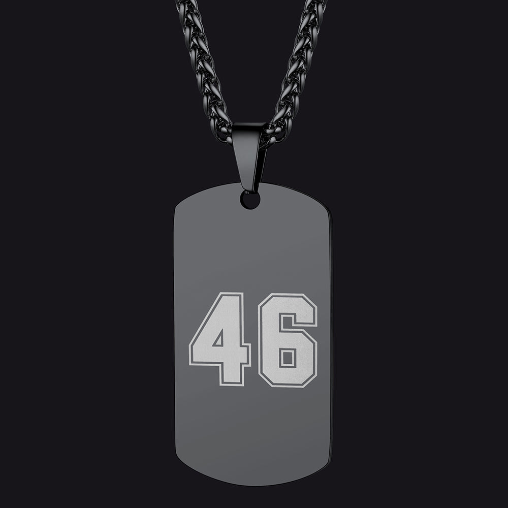 Custom Engraved Text Military Number Dog Tag Necklace For Men