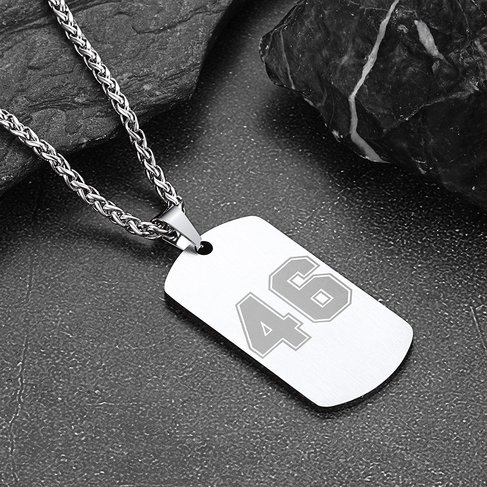 Custom Engraved Text Military Number Dog Tag Necklace For Men