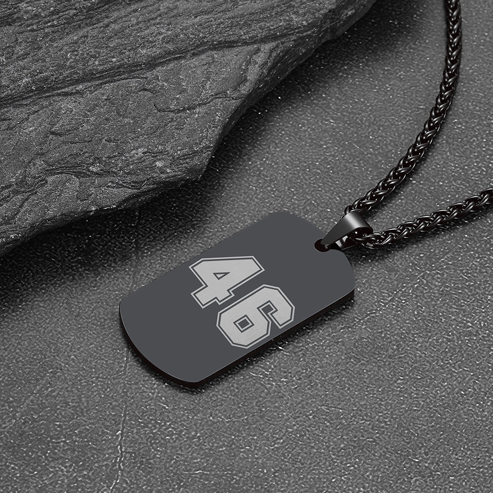 Custom Engraved Text Military Number Dog Tag Necklace For Men