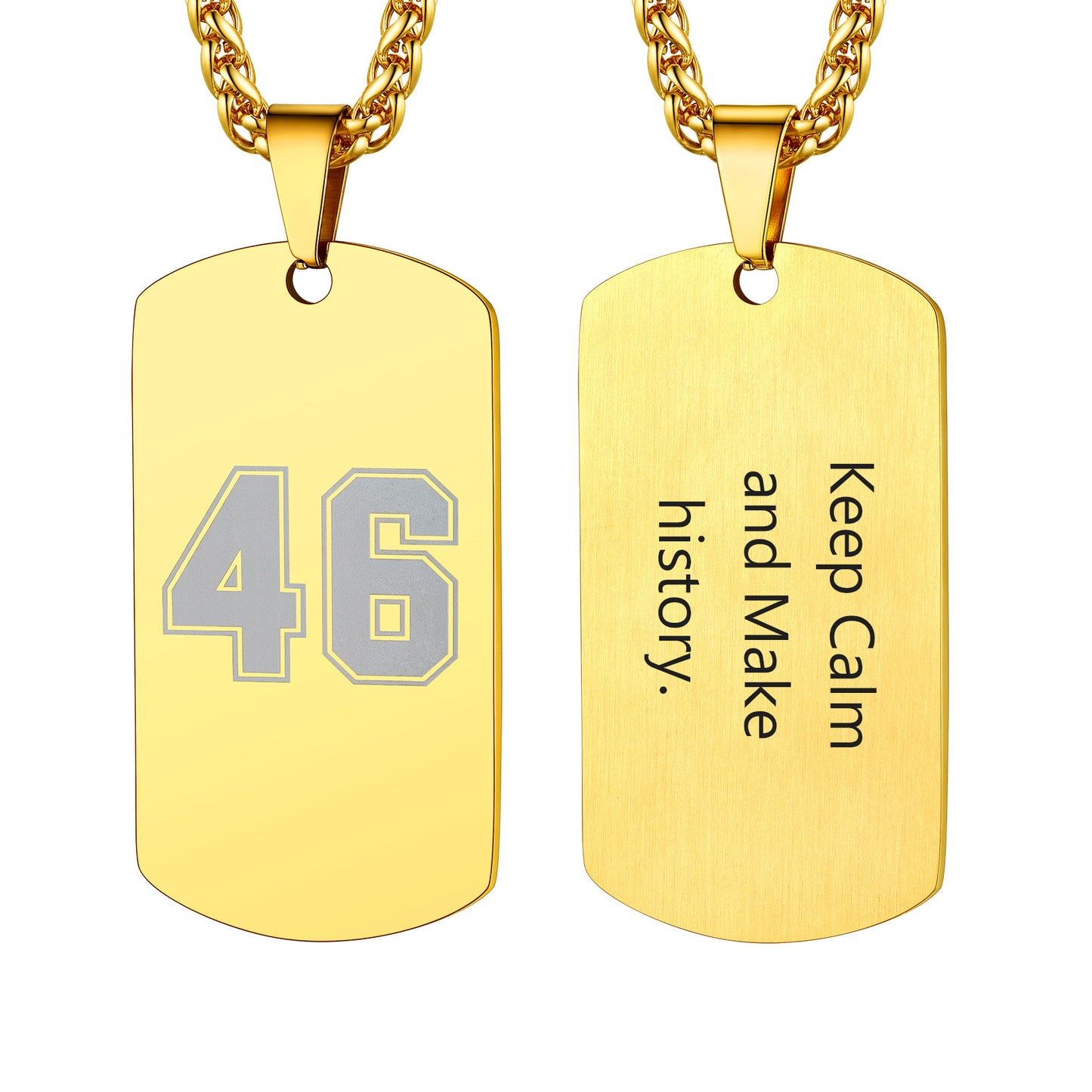 Custom Number Dog Tag Necklace for Men with engraved number 46