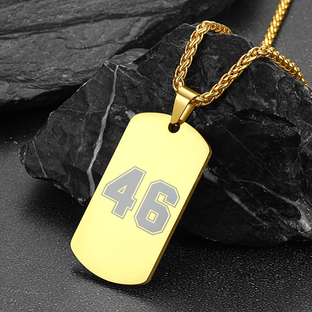 Custom Engraved Text Military Number Dog Tag Necklace For Men