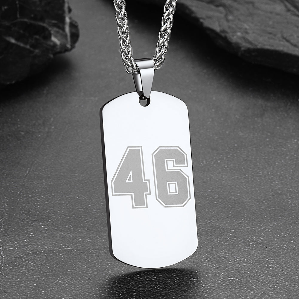Custom Engraved Text Military Number Dog Tag Necklace For Men
