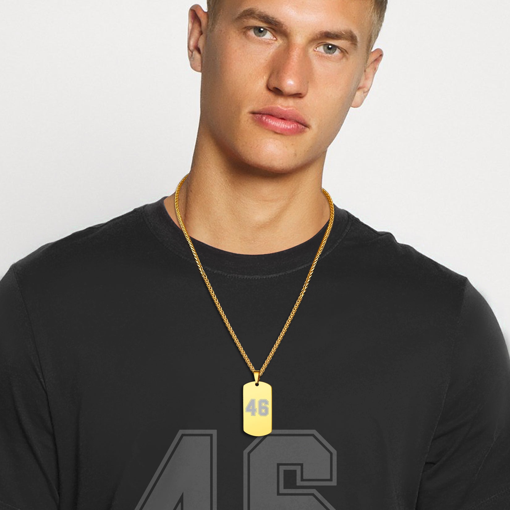 Custom Engraved Text Military Number Dog Tag Necklace For Men