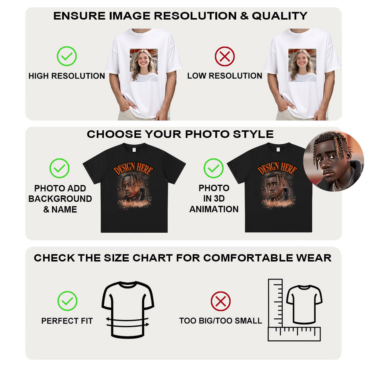 Personalized Prints Short Sleeve T-Shirt Cotton Tee for Men Women