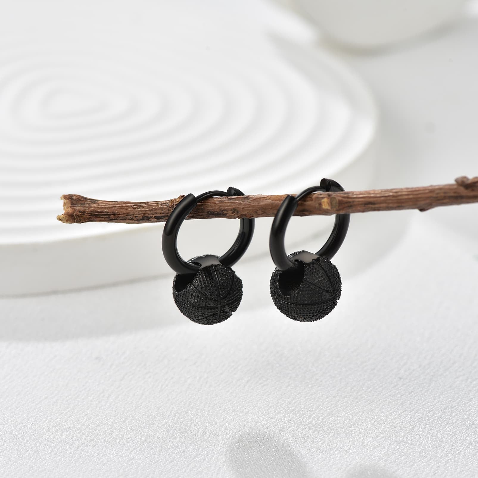 FaithHeart Luxury Stainless Steel Basketball Dangle Earrings FaithHeart