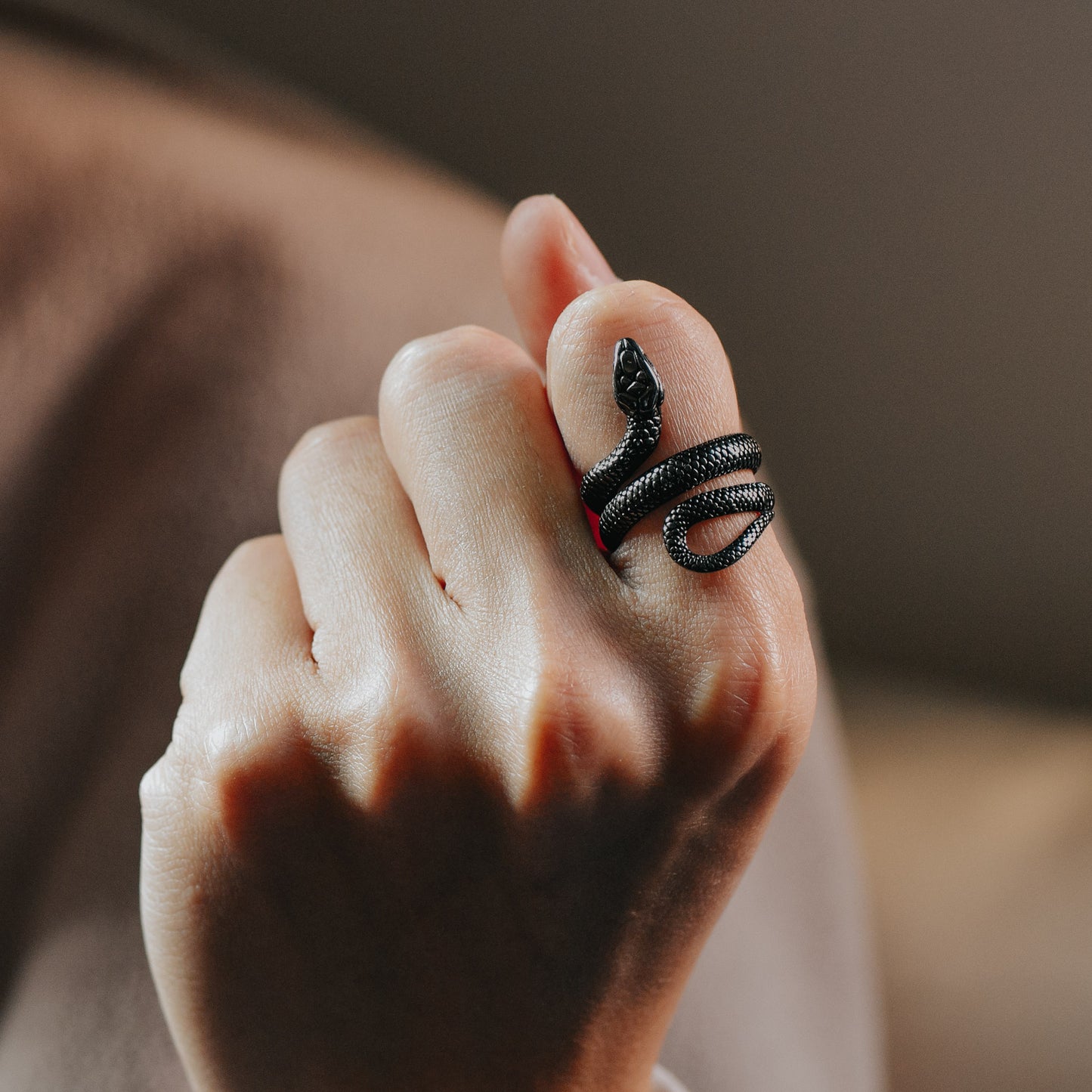 Punk coiled snake ring in 316L stainless steel, for men and women