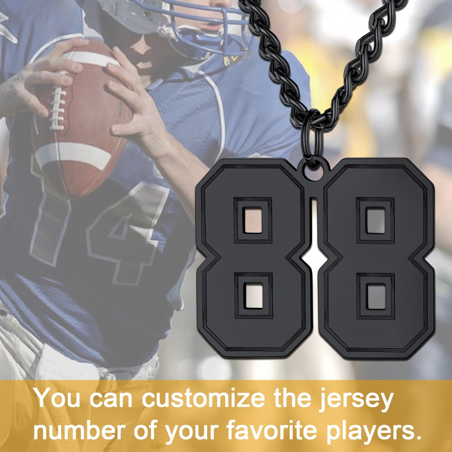 Customizable jersey number 88 pendant necklace for sports fans