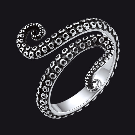 925 Sterling Silver Gothic Animal Octopus Ring for Women Menimg