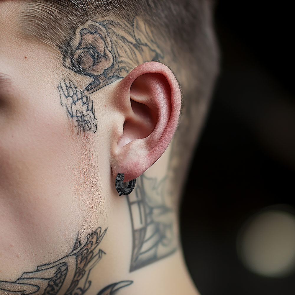 CZ Rivet Huggie Hoop Earrings For Men/Women FaithHeart