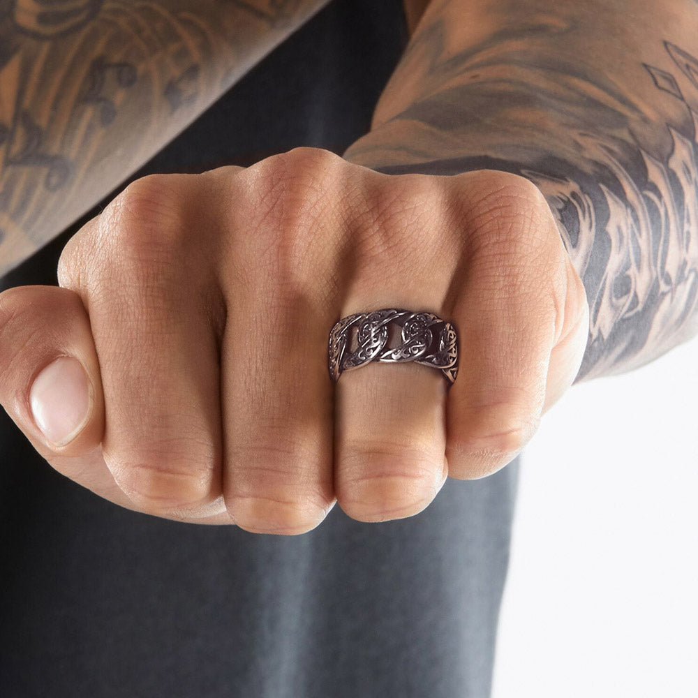 FaithHeart Celtic Cuban Chain Ring For Men Stainless Steel FaithHeart