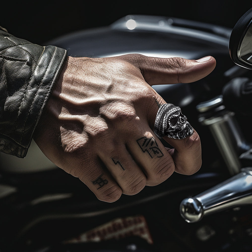 FaithHeart Skull Skeleton Stainless Steel Punk Biker Ring FaithHeart