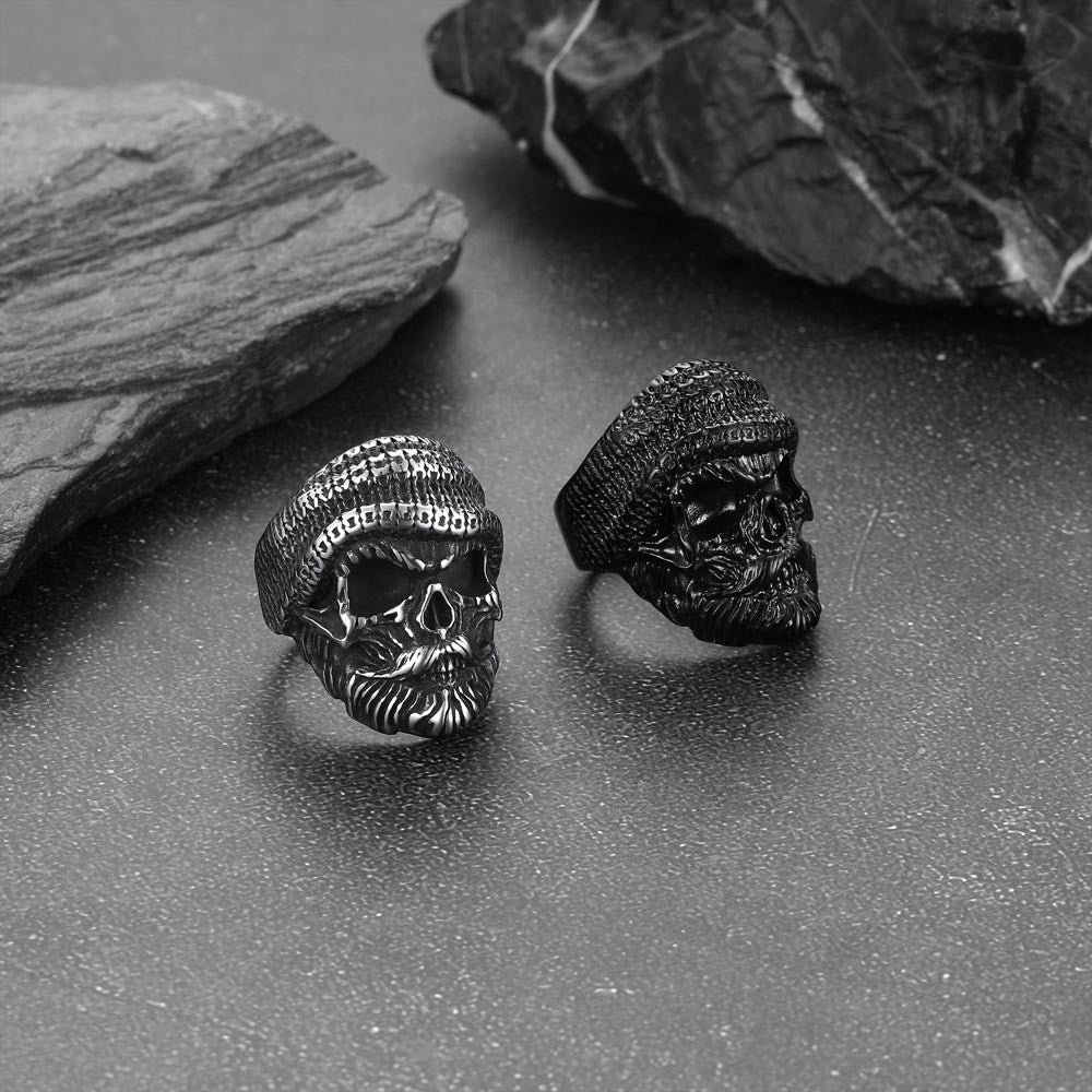 FaithHeart Skull Skeleton Stainless Steel Punk Biker Ring FaithHeart