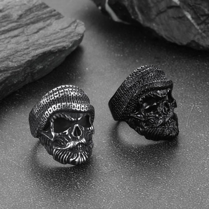 FaithHeart Skull Skeleton Stainless Steel Punk Biker Ring FaithHeart
