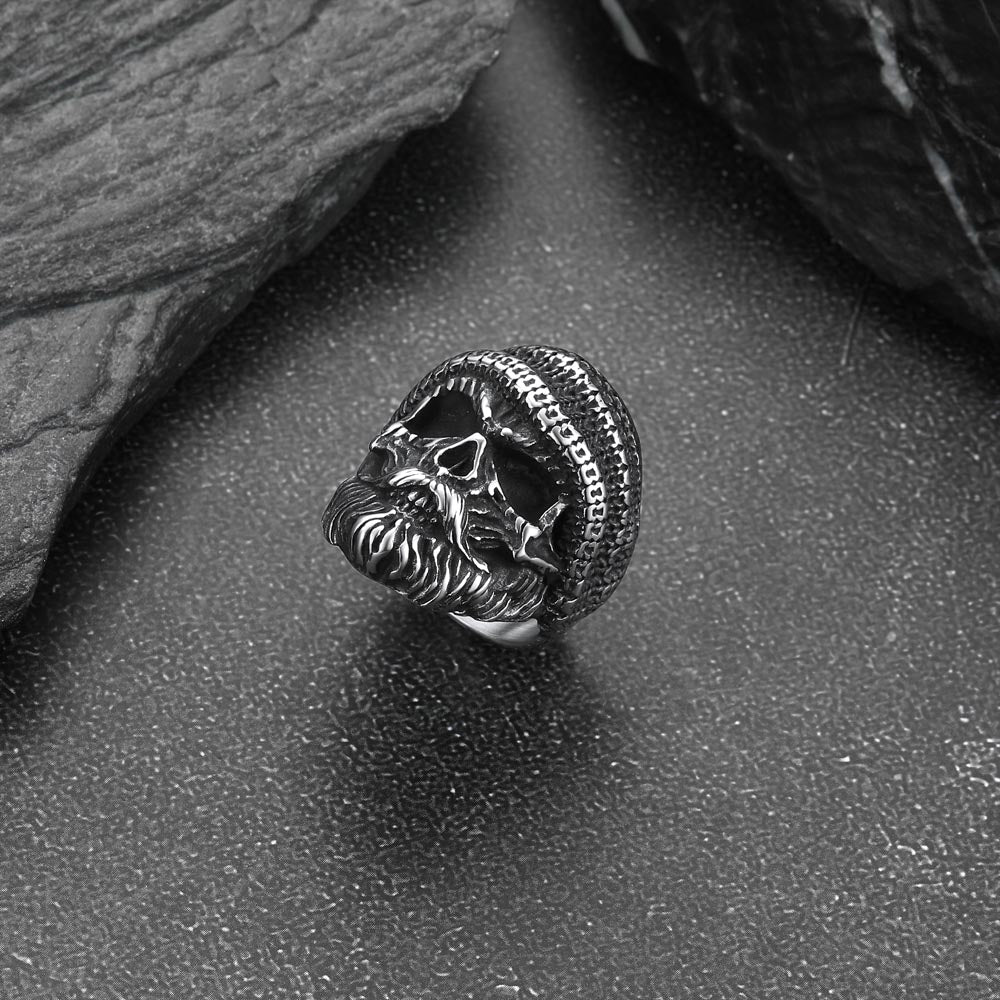 FaithHeart Skull Skeleton Stainless Steel Punk Biker Ring FaithHeart