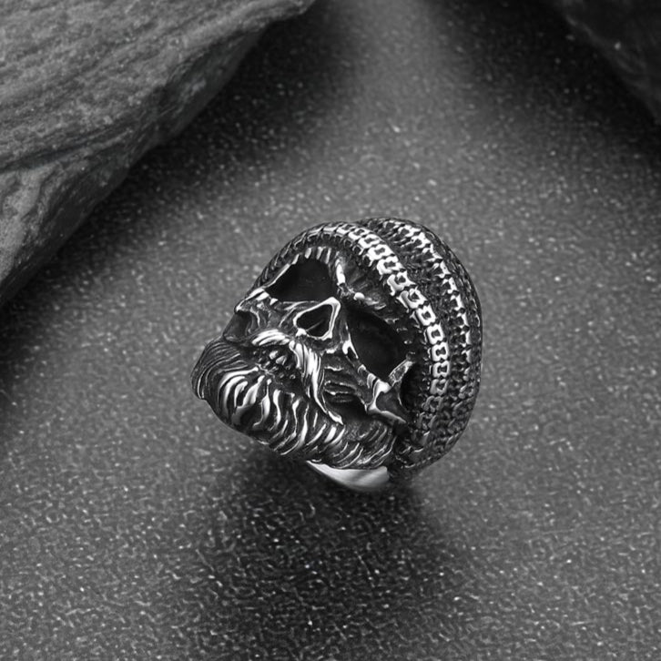 FaithHeart Skull Skeleton Stainless Steel Punk Biker Ring FaithHeart