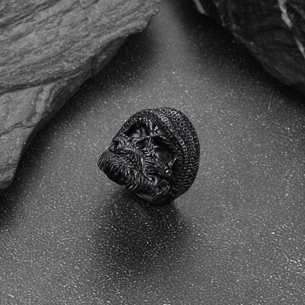 FaithHeart Skull Skeleton Stainless Steel Punk Biker Ring FaithHeart