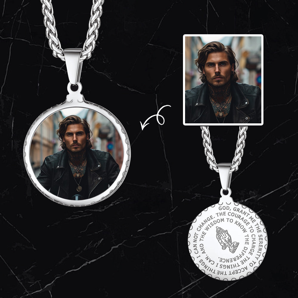 Customized Lords Praying Hands Medal Necklace with Picture