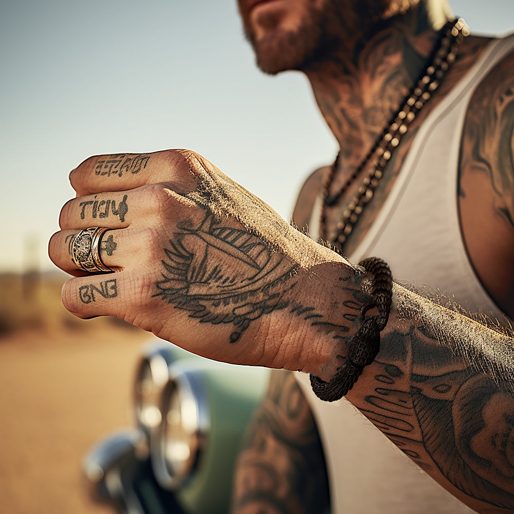 FaithHeart Viking Snake Jörmungandr Bracelet Stainless Steel Bangle Bracelet