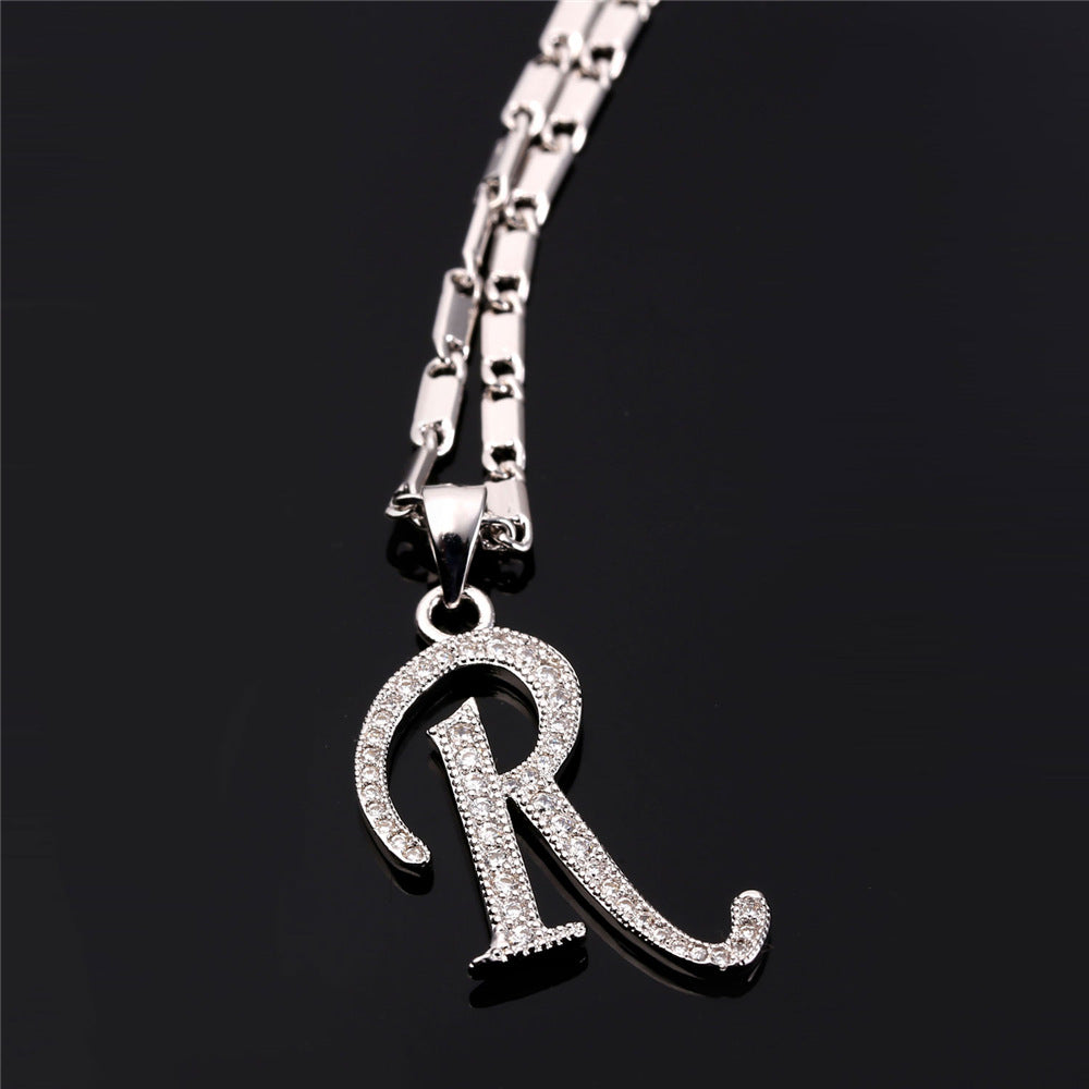 Cubic Zirconia Initial R Necklace for Women FaithHeart Jewelry