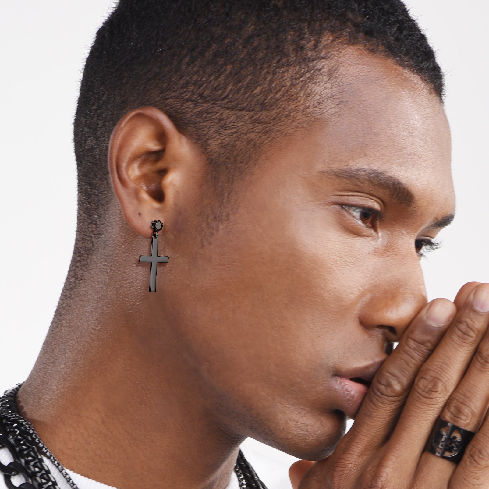 Black Cross dangle earrings for men