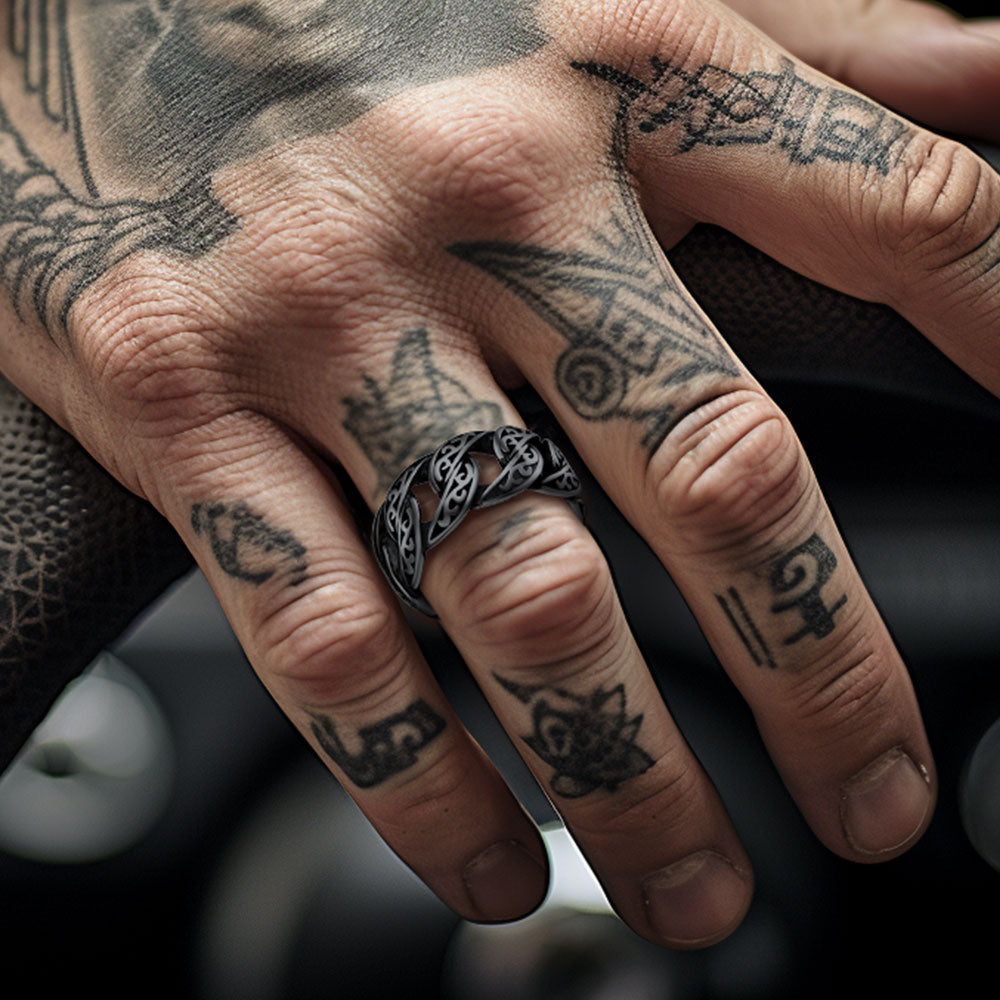 FaithHeart Celtic Cuban Chain Ring For Men Stainless Steel FaithHeart