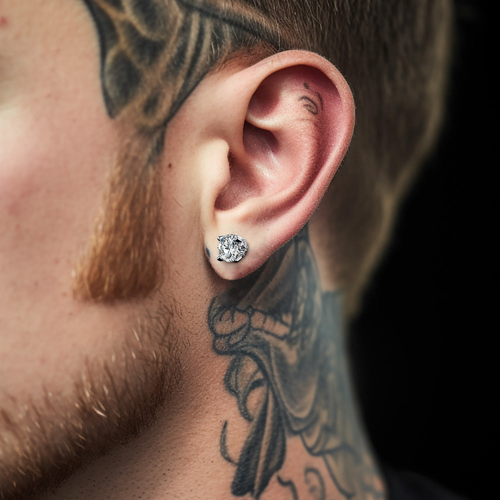 FaithHeart Round Cut Moissanite Stud Earrings in S925 Silver FaithHeart